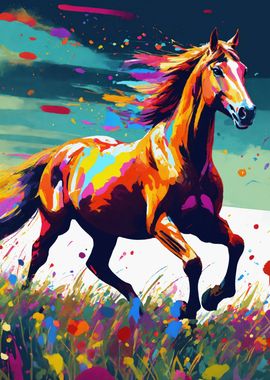 Colorful Running Horse