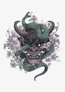 Oni Mask with Snake