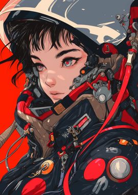 Cyberpunk Female Astronaut