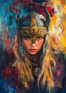 Valkyrie Warrior Portrait Viking Shielmaid