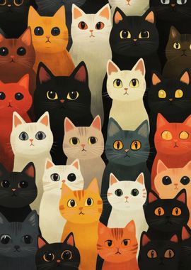 Cat Crowd Illustration