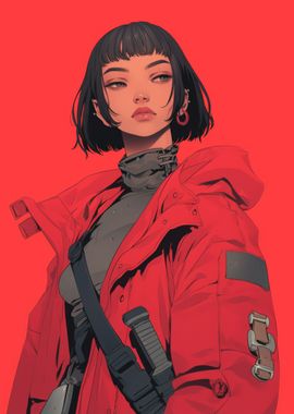 Red Jacket Anime Girl