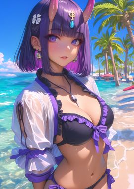 Anime Oni Girl Beach