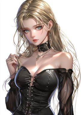 Anime Girl in Black Dress