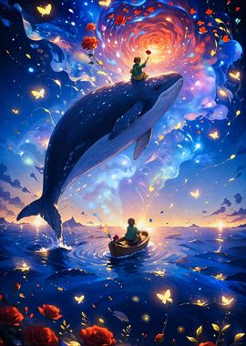 Whale Boy in Dreamy Sky