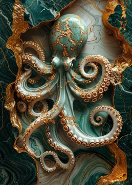 Golden Octopus Art