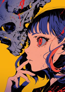 Anime Girl with Skull