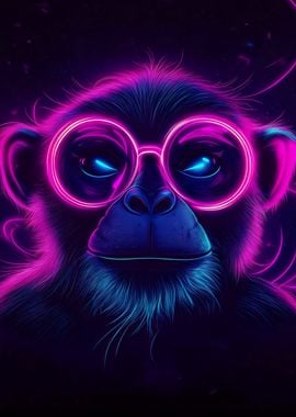 Neon Monkey Portrait