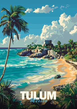 Tulum Mexico Travel Poster