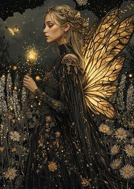 Golden Fairy in a Forest