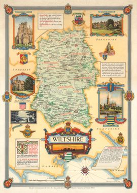 Wiltshire Map Vintage 1947