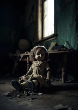 Vintage Doll in Abandoned Room