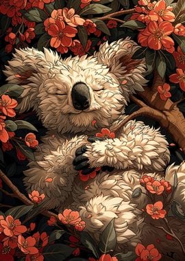 Sleeping Koala in Bloom