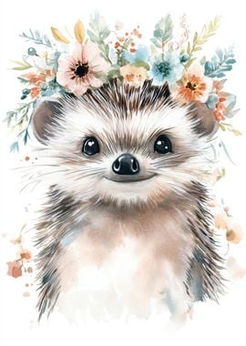 Hedgehog with Floral Crown