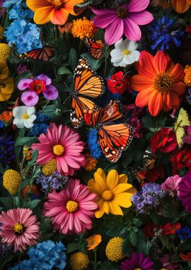 Monarch Butterflies on Flowers