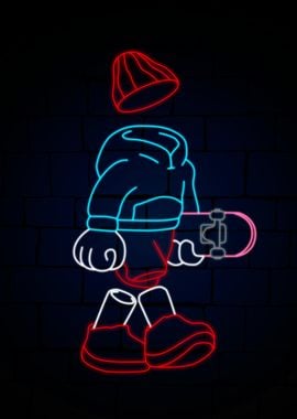 Neon Skateboarder