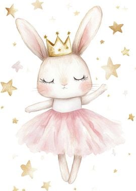 Bunny Ballerina with Stars