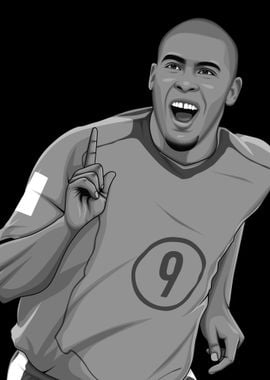 Ronaldo Nazario Black and White Version