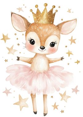 Ballerina Deer with Crown