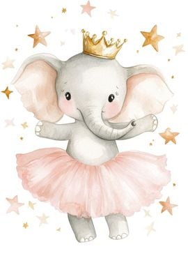 Ballerina Elephant with Crown