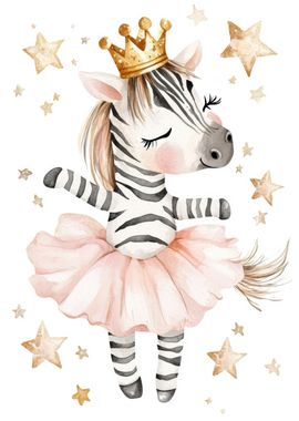 Zebra Ballerina with Stars