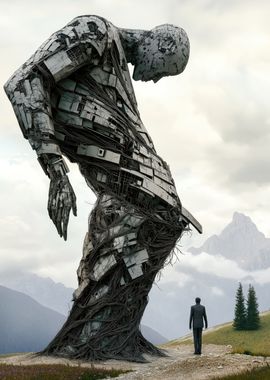 Giant Metal And Wood Sculpture