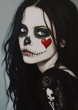 Gothic Girl with Skull Tattoo