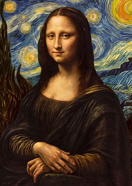 Mona Lisa in Starry Night Gogh