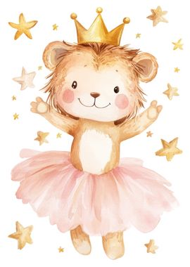 Lion Princess Watercolor