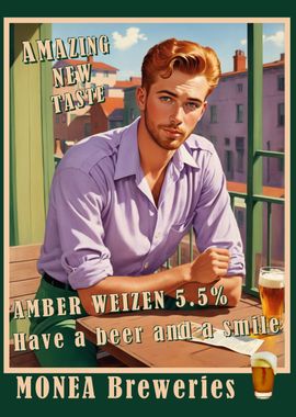 Amber Weizen Beer Poster Monea Breweries