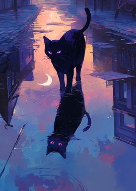 Black Cat Reflection