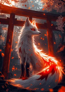 Kitsune with Flaming Tail