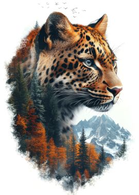 Leopard in Mountain Landscape