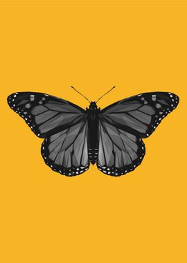 Black Butterfly on Yellow