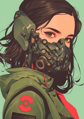 Cyberpunk Woman with Mask