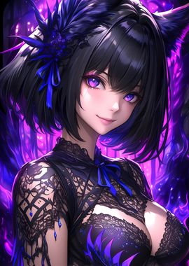 Anime Girl with Purple Eyes