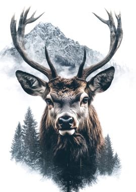 Majestic Deer in Mountains