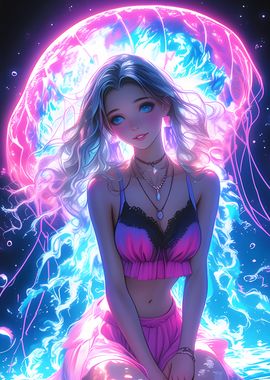 Anime Girl with Jellyfish