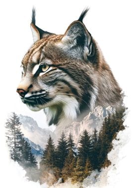 Lynx in Mountain Landscape