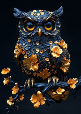 Black and Gold Owl