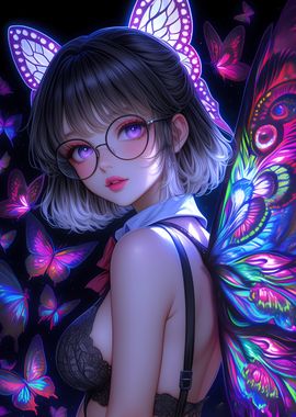 Anime Girl with Butterfly Wings