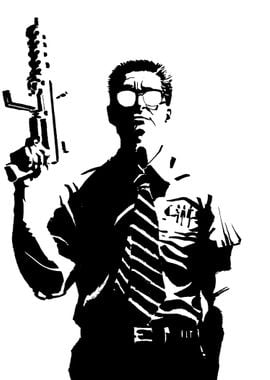 Silhouette of a Man with a Gun