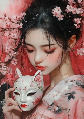 Kitsune Mask and Cherry Blossoms