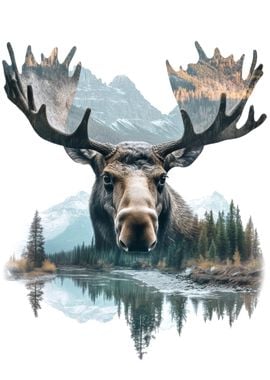 Moose in Mountain Landscape