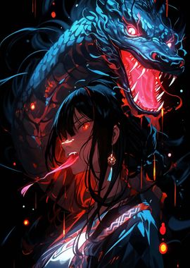 Anime Girl with Dragon