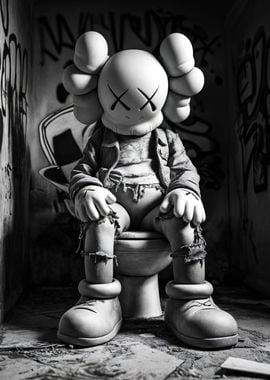 KAWS Figure on Toilet