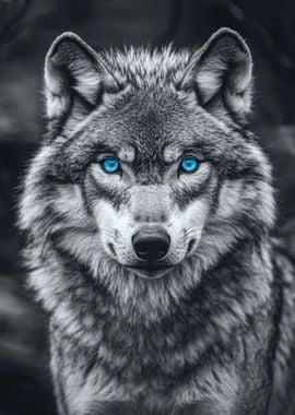 Wolf with Blue Eyes