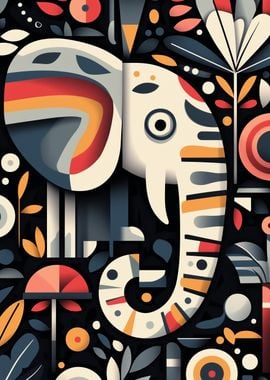 Elephant in Floral Pattern