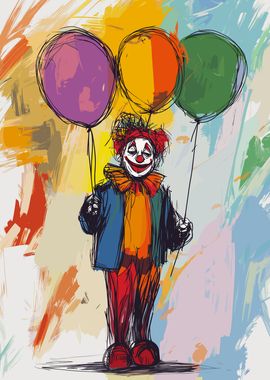 Clown with Three Balloons