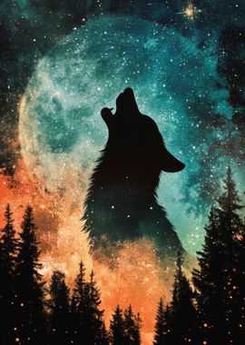 Wolf Howling at the Moon